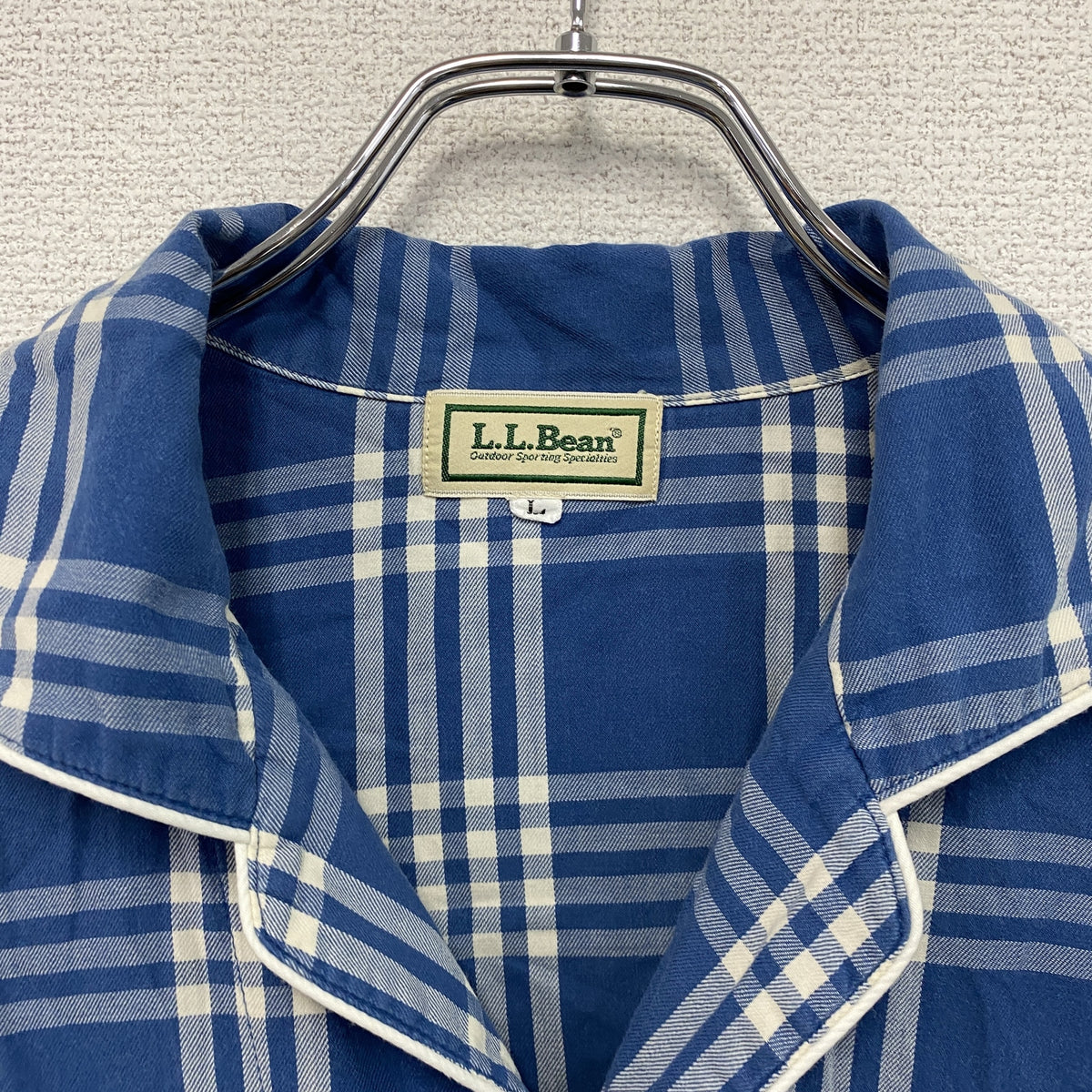 L.L.Bean　エルエルビーン　長袖シャツ/パジャマシャツ　チェック柄　青　ブルー　Lサイズ　古着