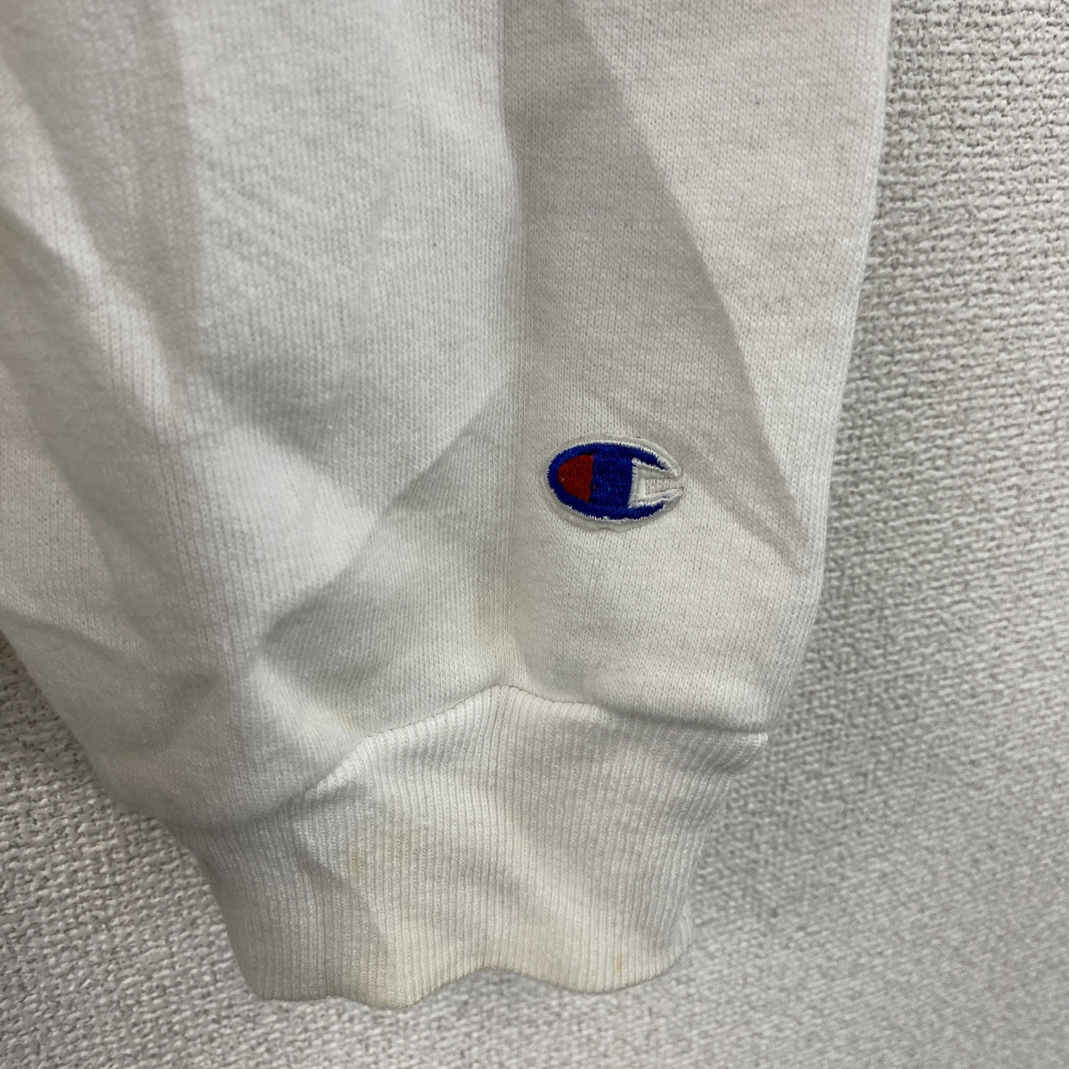 Champion　チャンピオン　スウェットパーカー/フーディー　刺繍ロゴ　白　ホワイト　Lサイズ　古着