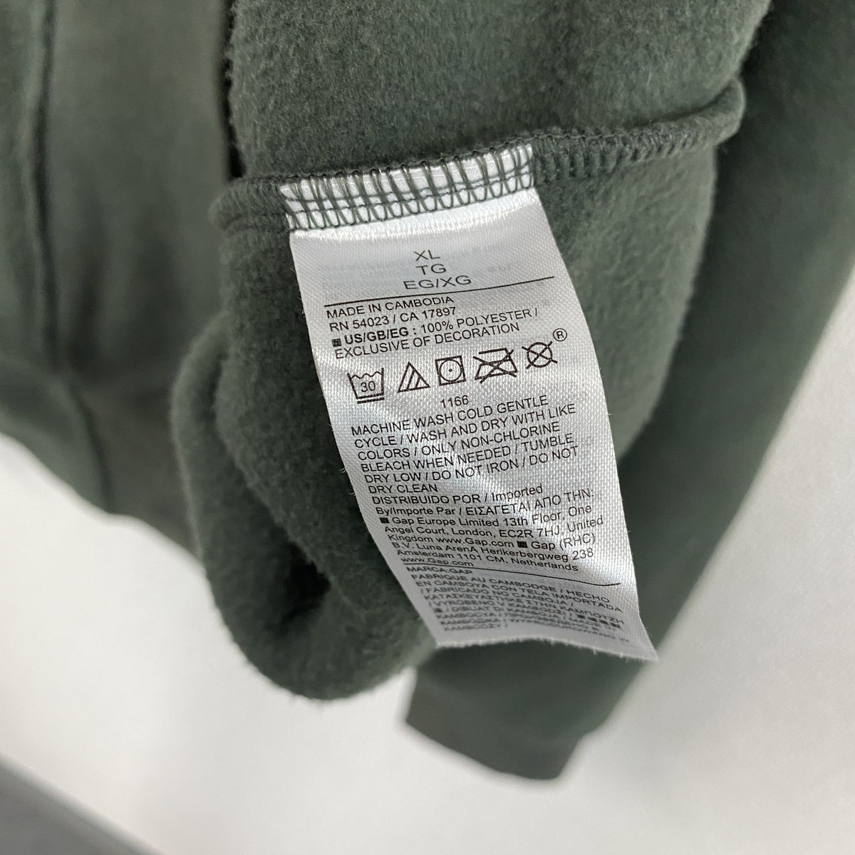 GAP　ギャップ　フリースパーカー/フーディー　緑　グリーン　XLサイズ　古着