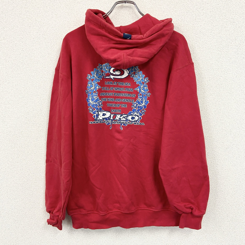PIKO　ピコ　フルジップスウェットパーカー/フーディー　赤　レッド　Lサイズ　古着