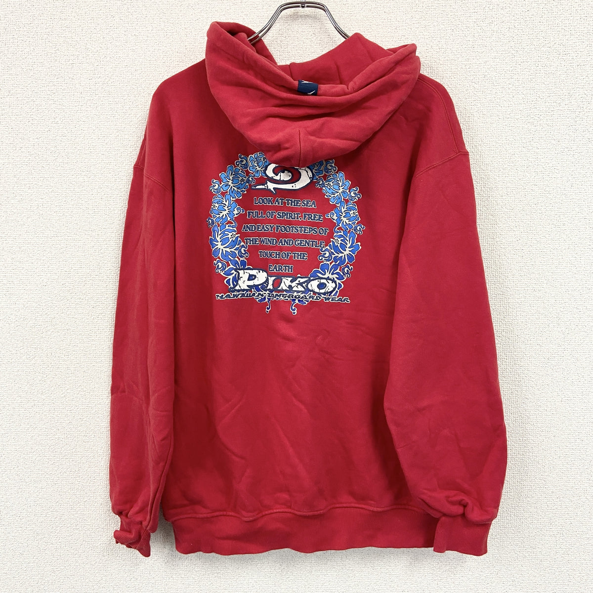 PIKO　ピコ　フルジップスウェットパーカー/フーディー　赤　レッド　Lサイズ　古着