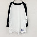 champion　チャンピオン　七分丈プリントTシャツ　ラグラン　黒　ブラック　白　ホワイト　XLサイズ　古着