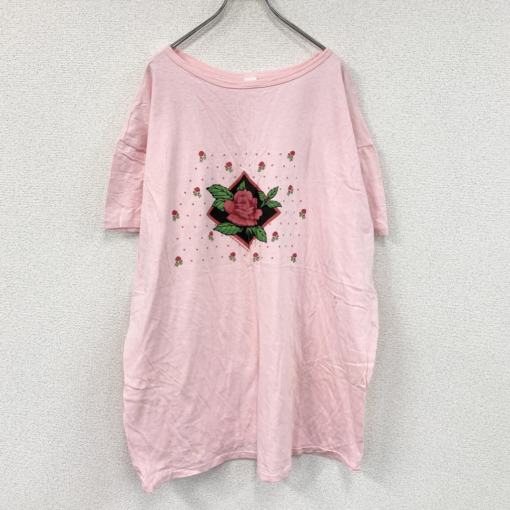 HEARTLAND　ハートランド　半袖プリントTシャツ　シングルステッチ　ヴィンテージ　ピンク　ONEサイズ　古着
