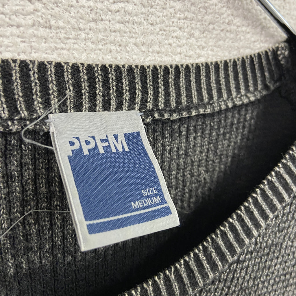 PPFM　ピーピーエフエム　長袖ワッフル生地Tシャツ/ロンT　無地T　ダークグレー　Mサイズ　古着