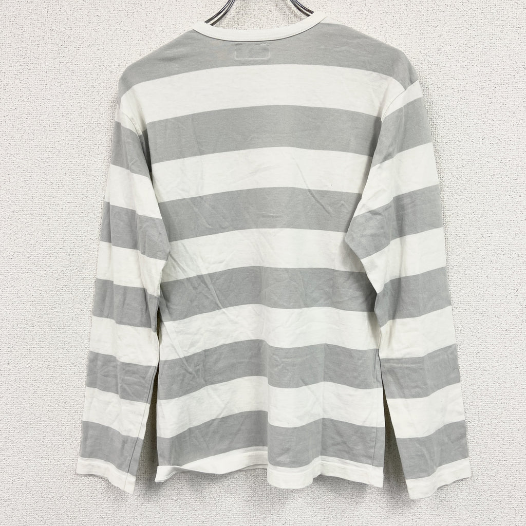 agnes b.HOMME　アニエスベーオム　長袖Tシャツ/ロンT　バイカラー　ボーダー柄　白　ホワイト　灰色　グレー　2サイズ　古着