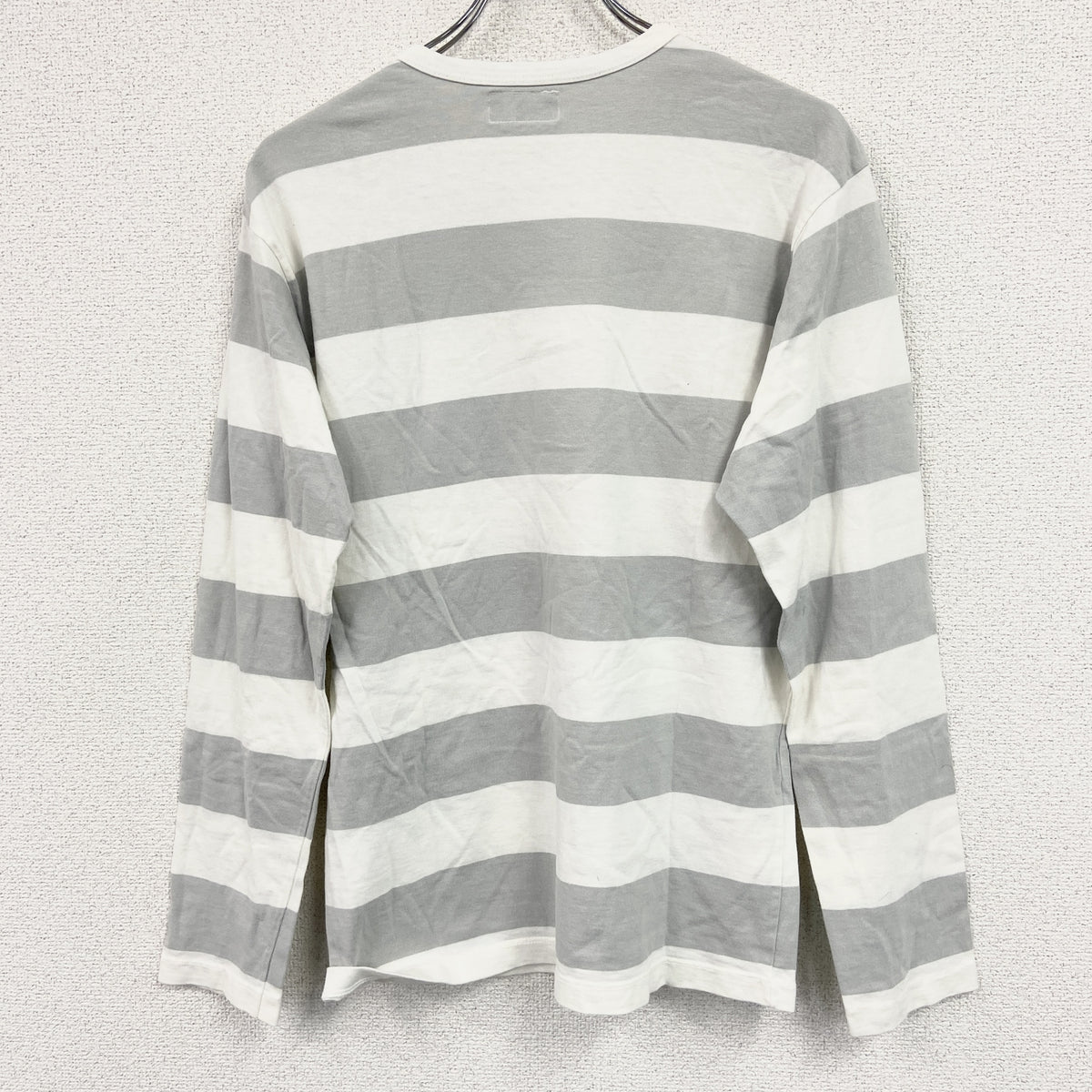 agnes b.HOMME　アニエスベーオム　長袖Tシャツ/ロンT　バイカラー　ボーダー柄　白　ホワイト　灰色　グレー　2サイズ　古着