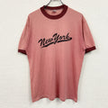 SOFFE SHIRTS　半袖リンガープリントTシャツ　リンガーT　両面プリント　赤　レッド　Lサイズ　古着