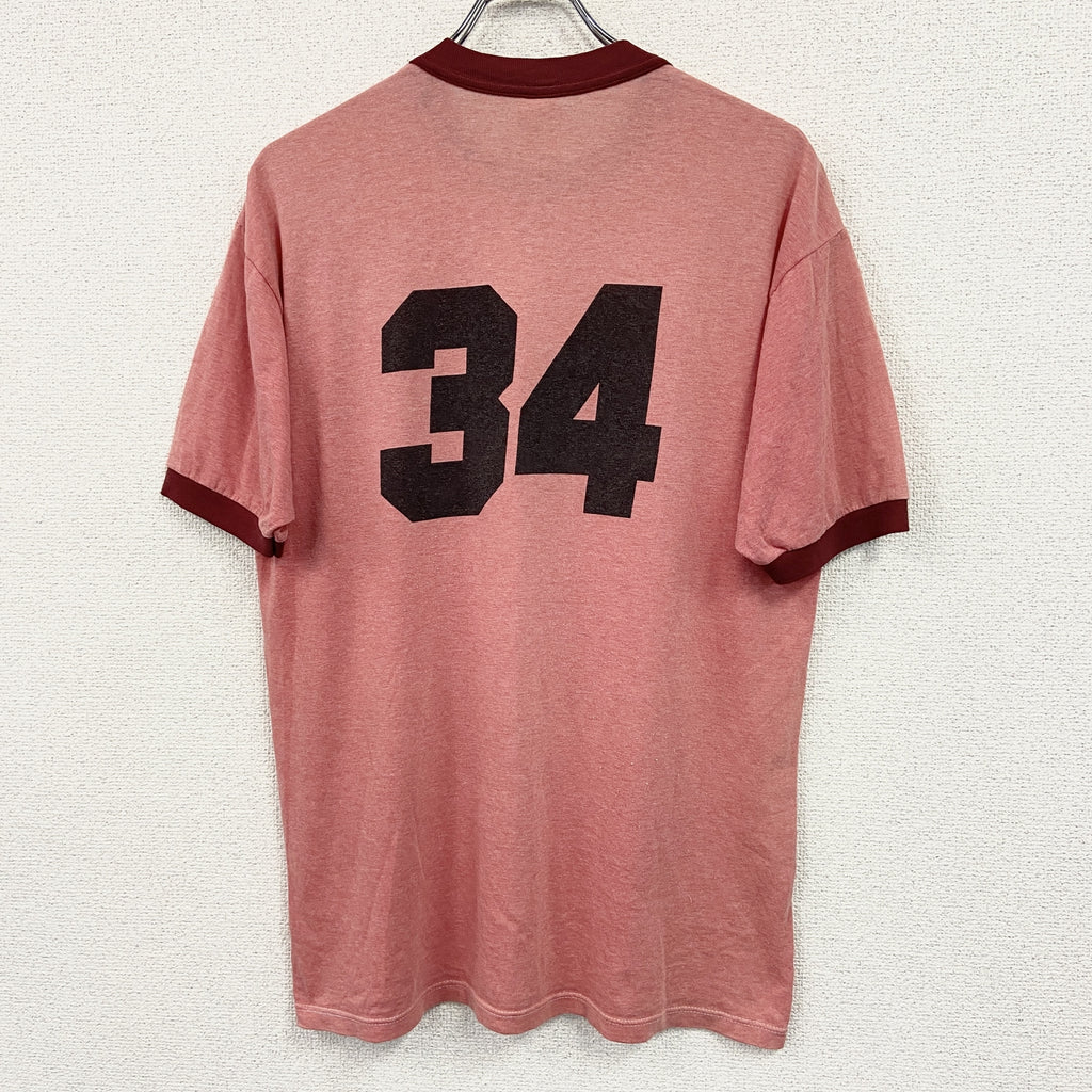 SOFFE SHIRTS　半袖リンガープリントTシャツ　リンガーT　両面プリント　赤　レッド　Lサイズ　古着