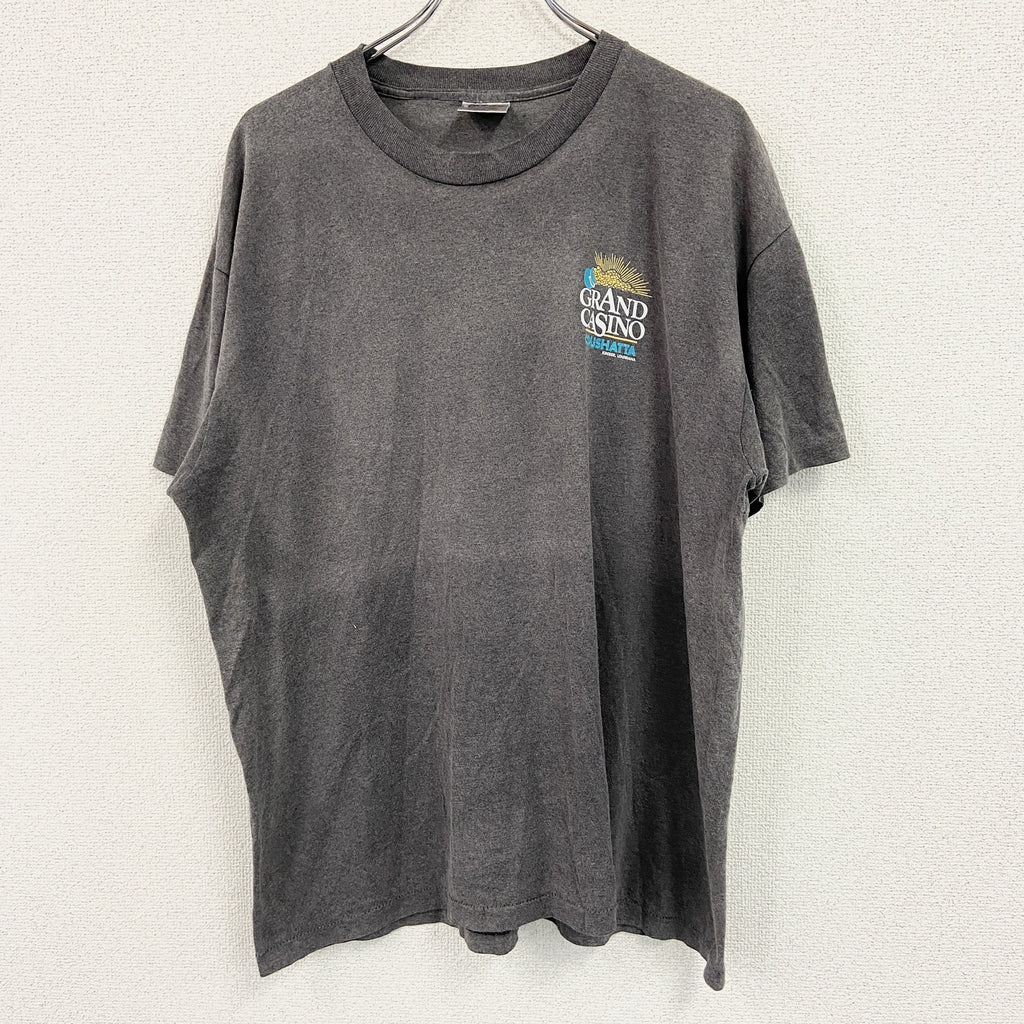 ONEITA　オニータ　半袖プリントTシャツ　シングルステッチ　ヴィンテージ　ダークグレー　XLサイズ　古着