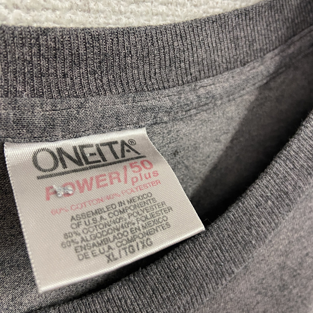 ONEITA　オニータ　半袖プリントTシャツ　シングルステッチ　ヴィンテージ　ダークグレー　XLサイズ　古着