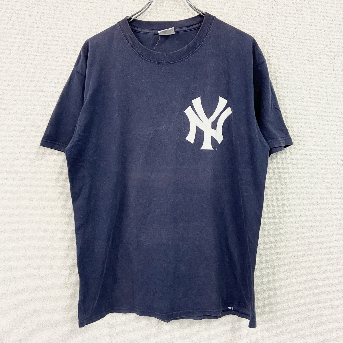 Majestic　マジェスティック　半袖プリントTシャツ　ニューヨーク　松井秀喜　ゴジラ　紺　ネイビー　Lサイズ　古着