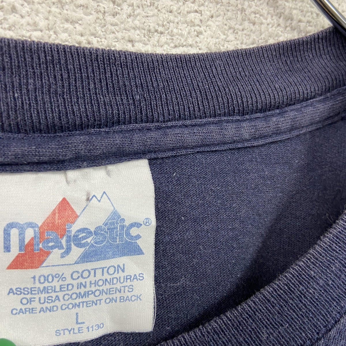 Majestic　マジェスティック　半袖プリントTシャツ　ニューヨーク　松井秀喜　ゴジラ　紺　ネイビー　Lサイズ　古着