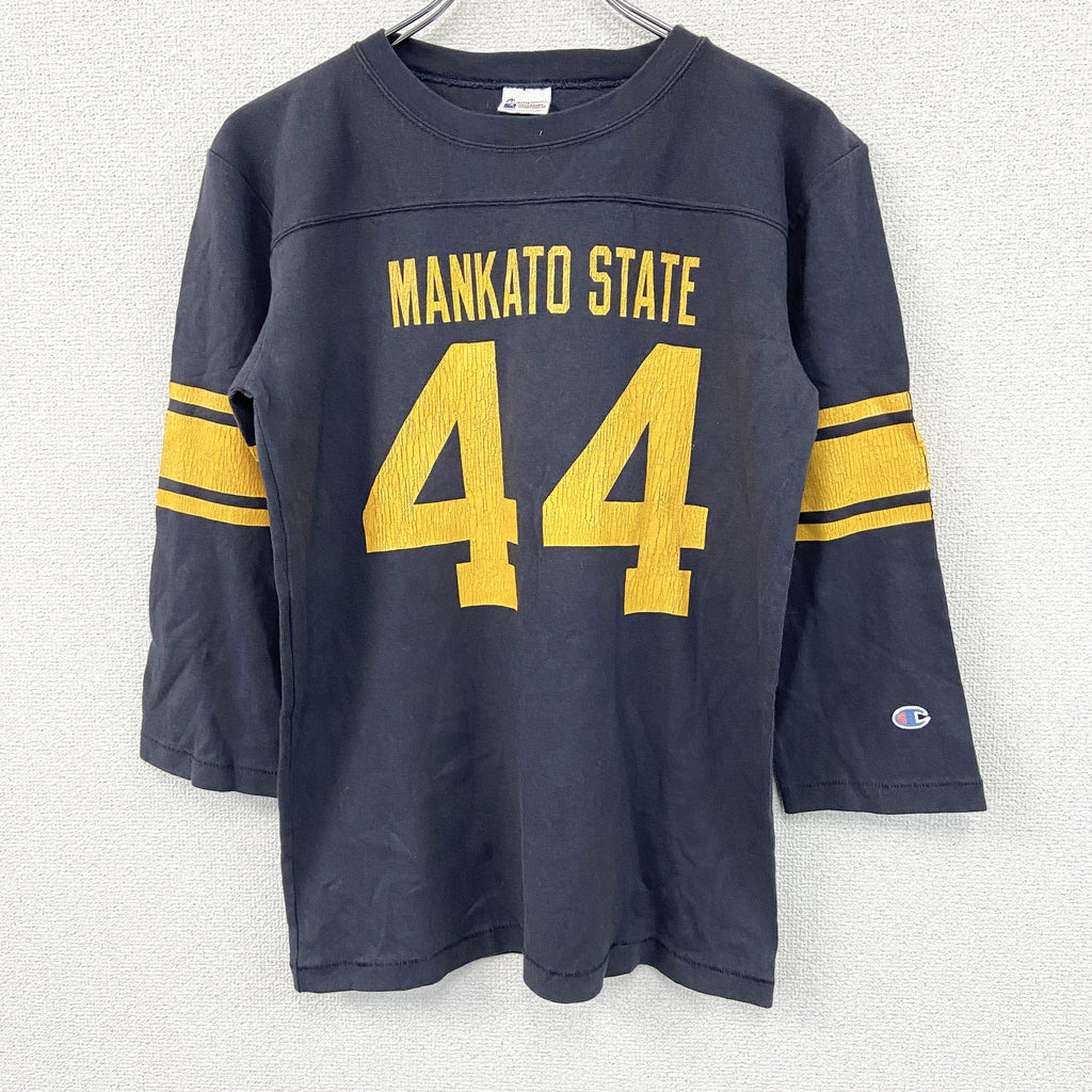 champion　チャンピオン　七分丈プリントTシャツ　黒　ブラック　Mサイズ　古着