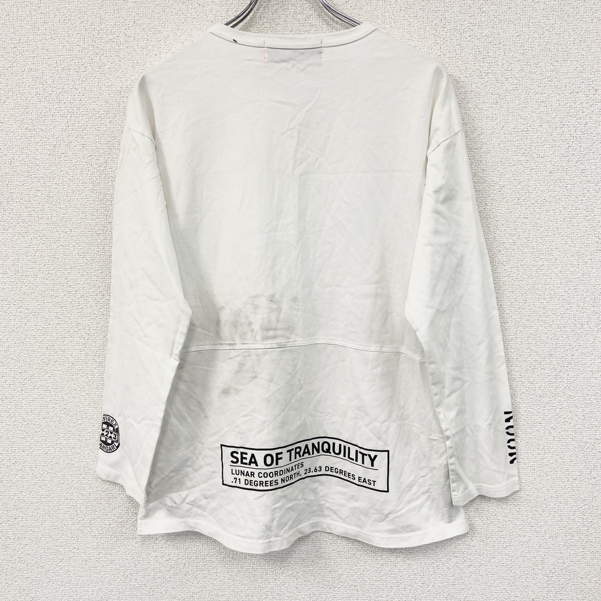 AVIREX　アヴィレックス　長袖プリントTシャツ/ロンT　白　ホワイト　FREEサイズ　古着
