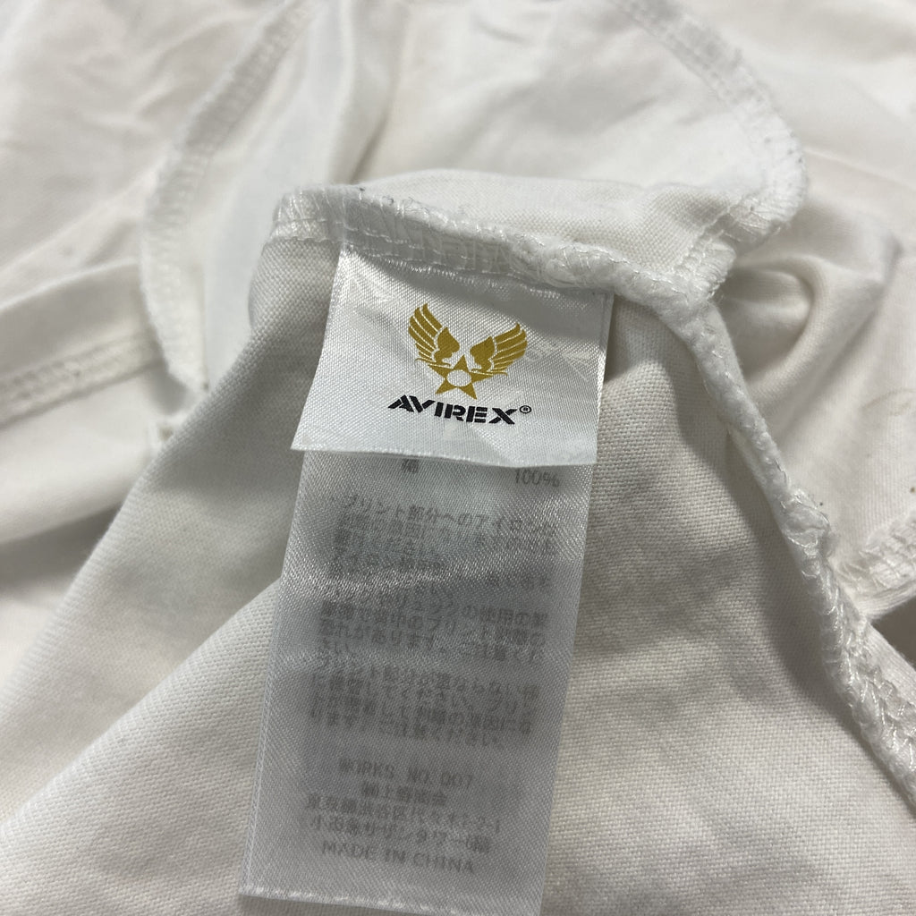 AVIREX　アヴィレックス　長袖プリントTシャツ/ロンT　白　ホワイト　FREEサイズ　古着