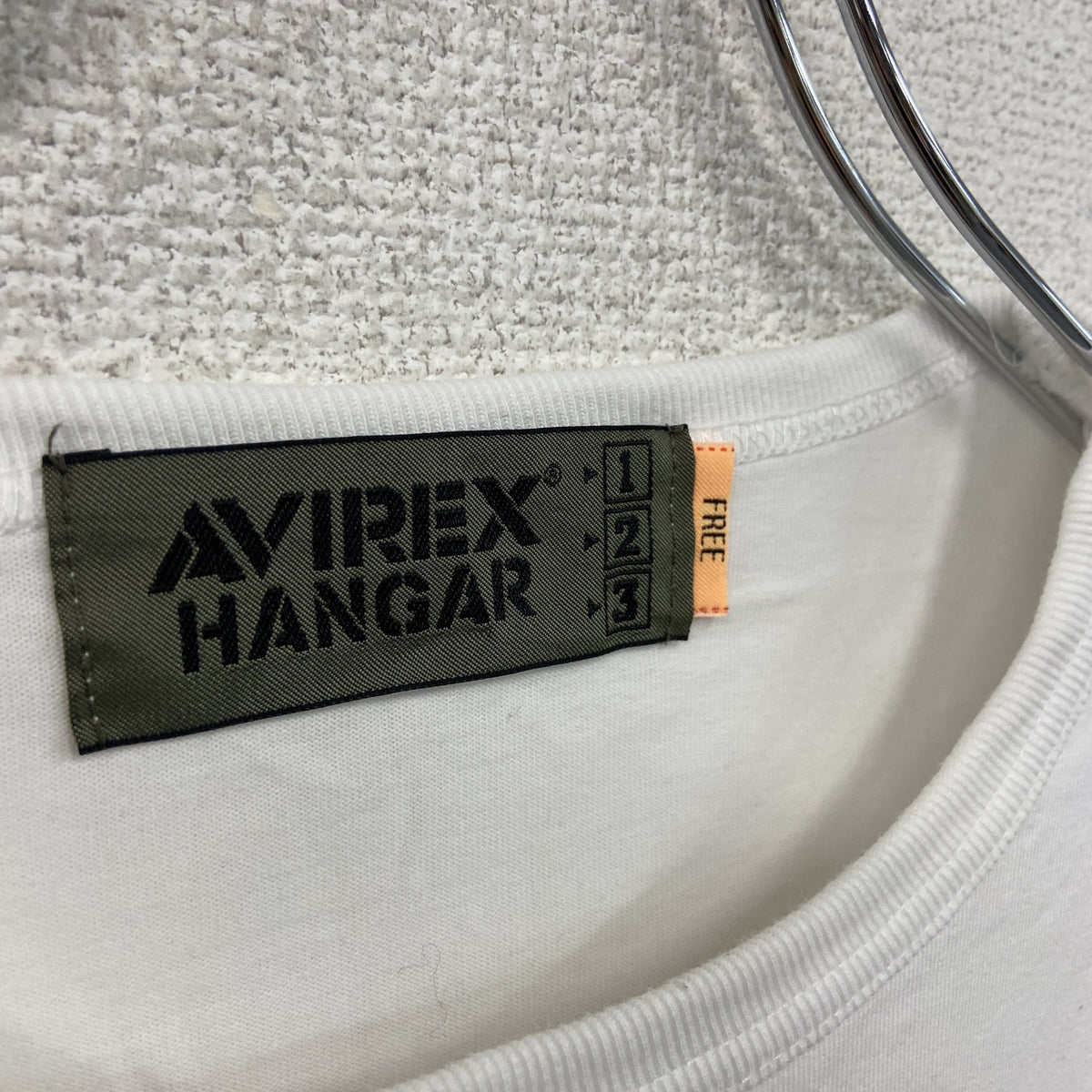 AVIREX　アヴィレックス　長袖プリントTシャツ/ロンT　白　ホワイト　FREEサイズ　古着