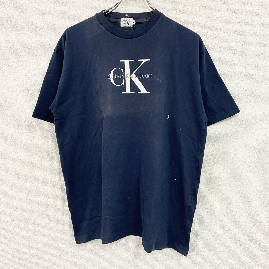 Calvin Klein Jeans　カルバンクラインジーンズ　半袖プリントTシャツ　未使用品　紺　ネイビー　Mサイズ　古着