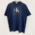 Calvin Klein Jeans　カルバンクラインジーンズ　半袖プリントTシャツ　未使用品　紺　ネイビー　Mサイズ　古着