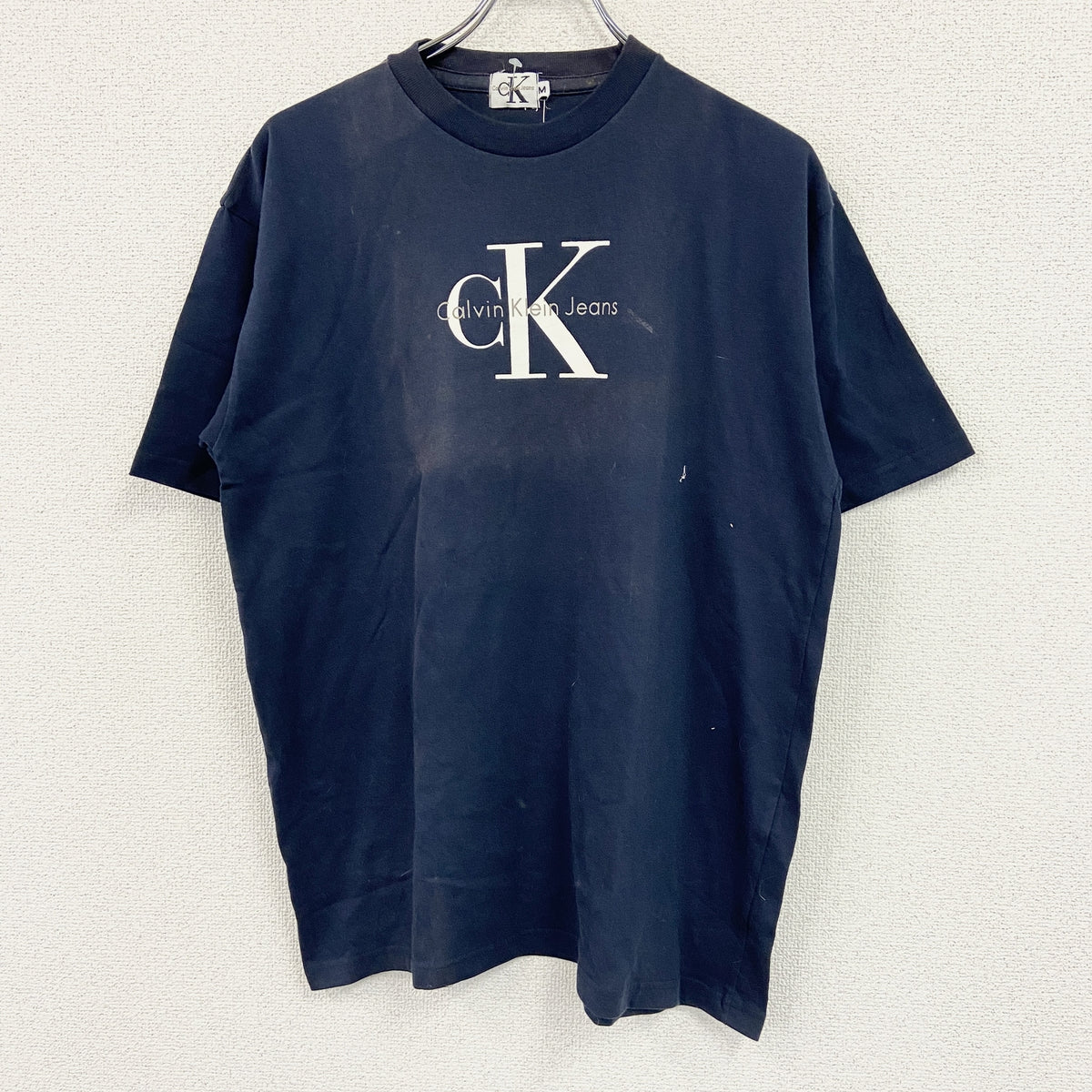 Calvin Klein Jeans　カルバンクラインジーンズ　半袖プリントTシャツ　未使用品　紺　ネイビー　Mサイズ　古着