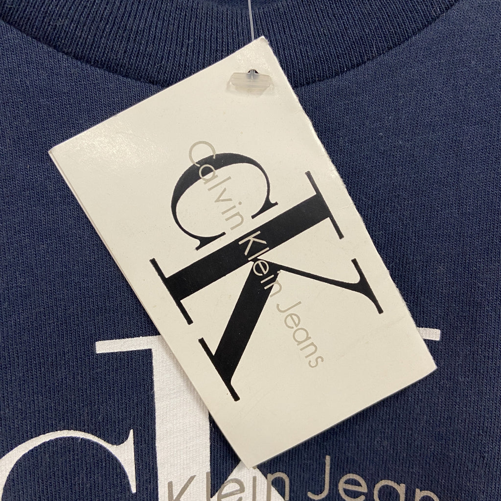 Calvin Klein Jeans　カルバンクラインジーンズ　半袖プリントTシャツ　未使用品　紺　ネイビー　Mサイズ　古着