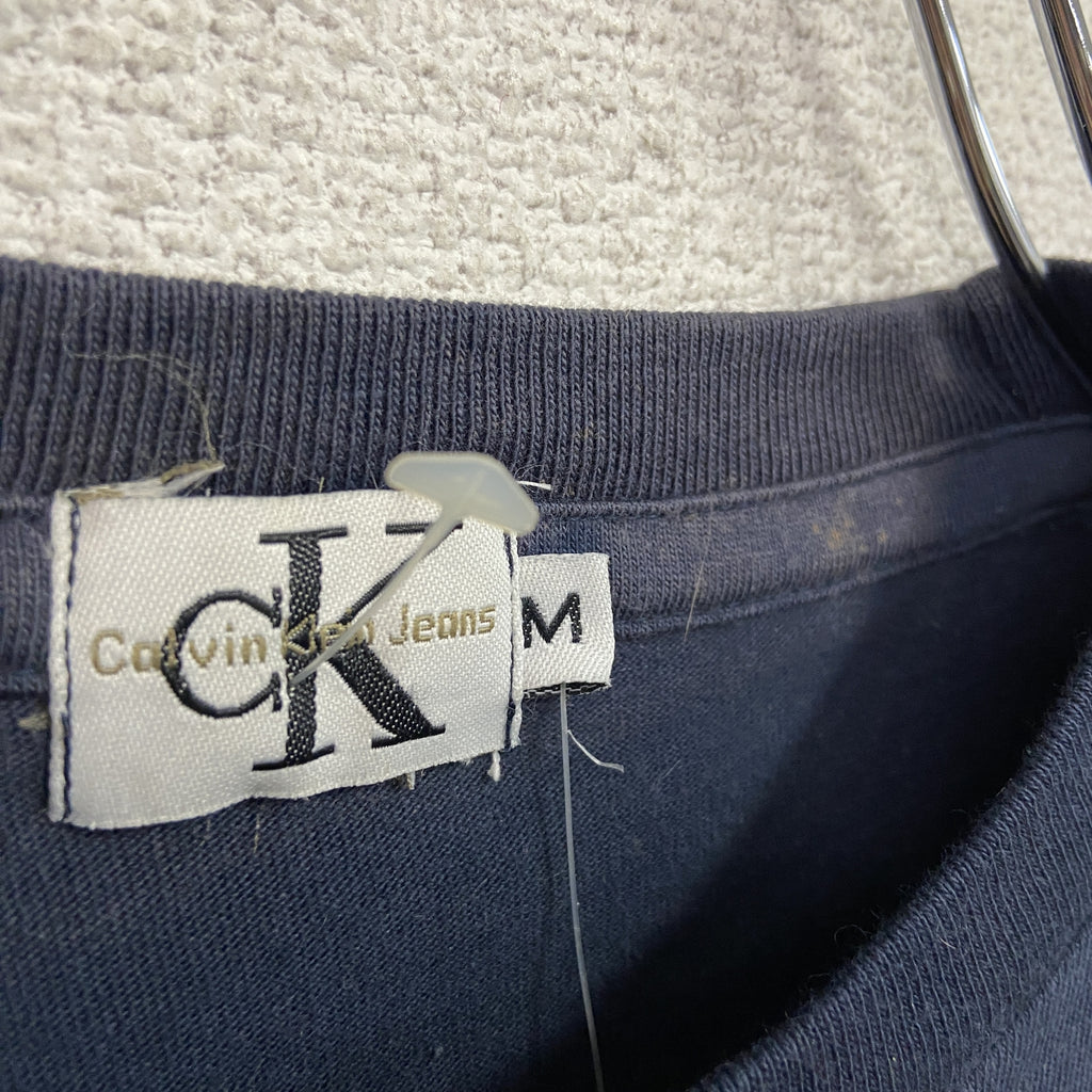 Calvin Klein Jeans　カルバンクラインジーンズ　半袖プリントTシャツ　未使用品　紺　ネイビー　Mサイズ　古着