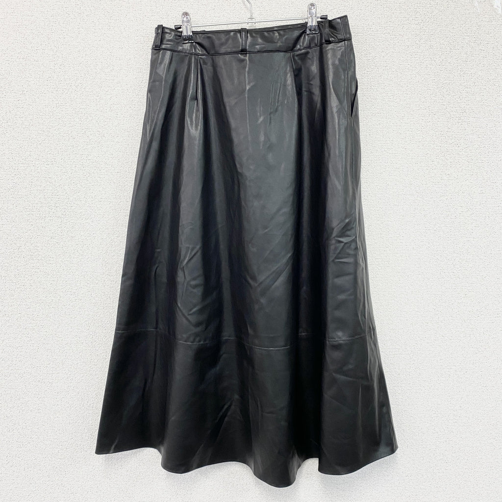 ZARA　ザラ　フェイクレザーロングスカート　黒　ブラック　Mサイズ　古着