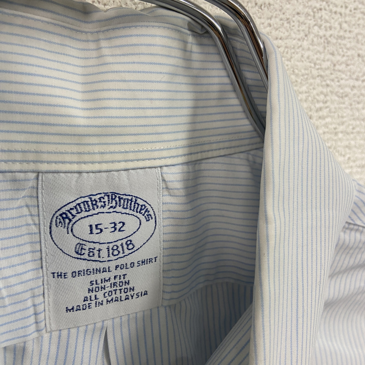 Brooks Brothers　ブルックスブラザーズ　長袖シャツ　ストライプ　青　ライトブルー　15-32サイズ　古着