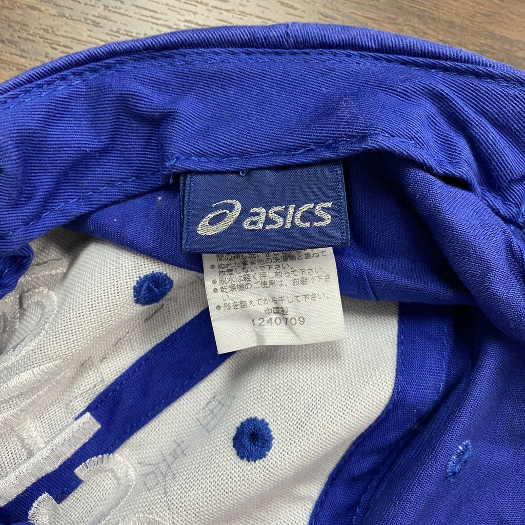 asics　アシックス　TOCHIGI　6パネルキャップ　ベースボールキャップ　青　ブルー　Fサイズ　古着