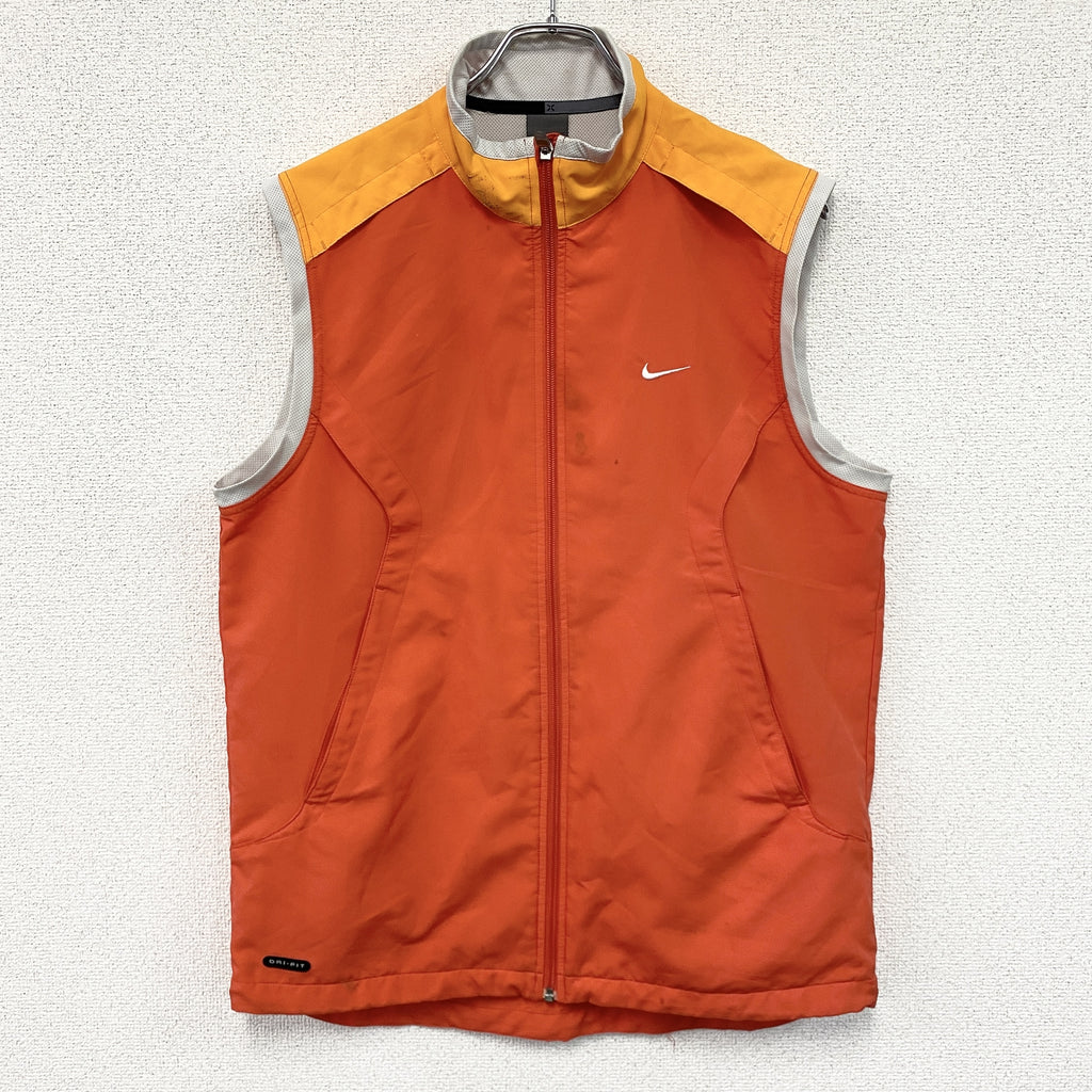 NIKE　ナイキ　フルジップベスト　スウッシュ　オレンジ　Lサイズ　古着