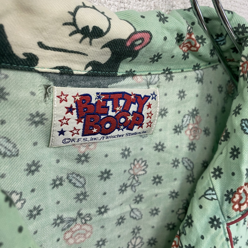 BETTY BOOP　ベティブープ　長袖シャツ/パジャマシャツ　緑　グリーン　古着
