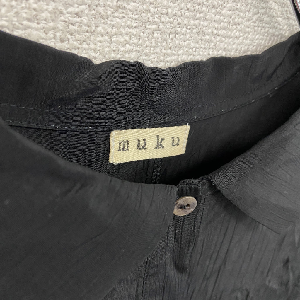 muku　ムク　半袖シャツワンピース　黒　ブラック　古着