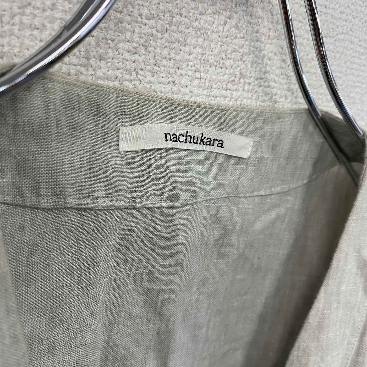 nachukara　ナチュカラ　リネンコート　リネンガウン　ライトアウター　グレー　FREEサイズ　古着