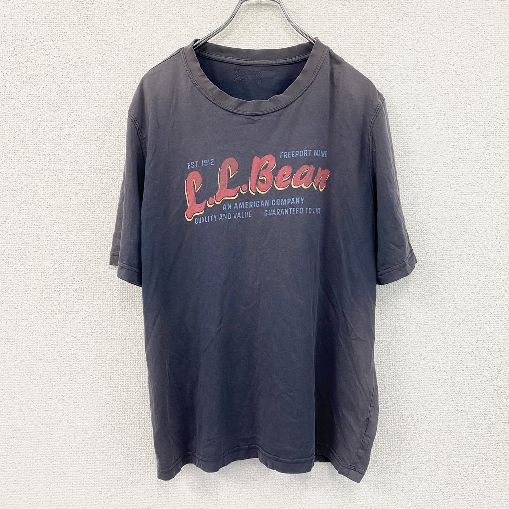 L.L.Bean　エルエルビーン　半袖ロゴプリントTシャツ　フェード　ネイビー　紺　古着