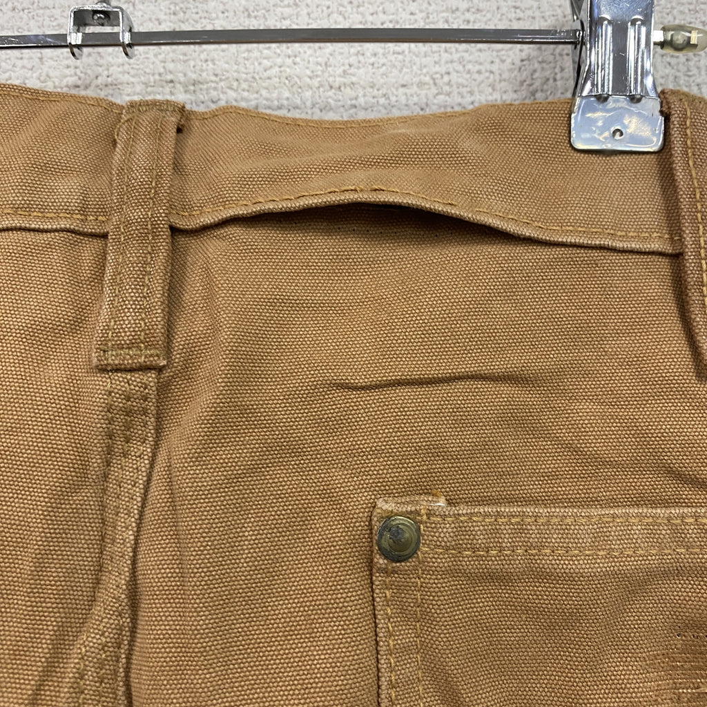 ノーブランド　ダブルニーペインターパンツ　ダックパンツ　ジップフライ　キャメル　古着