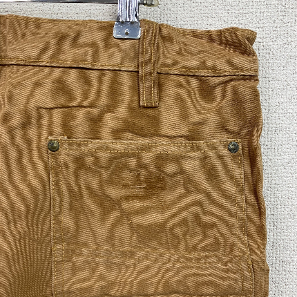 ノーブランド　ダブルニーペインターパンツ　ダックパンツ　ジップフライ　キャメル　古着