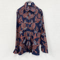 Danar Hadi　ダナルハディ　長袖プリント総柄シャツ　バティックシャツ　ネイビー　紺　Mサイズ　古着