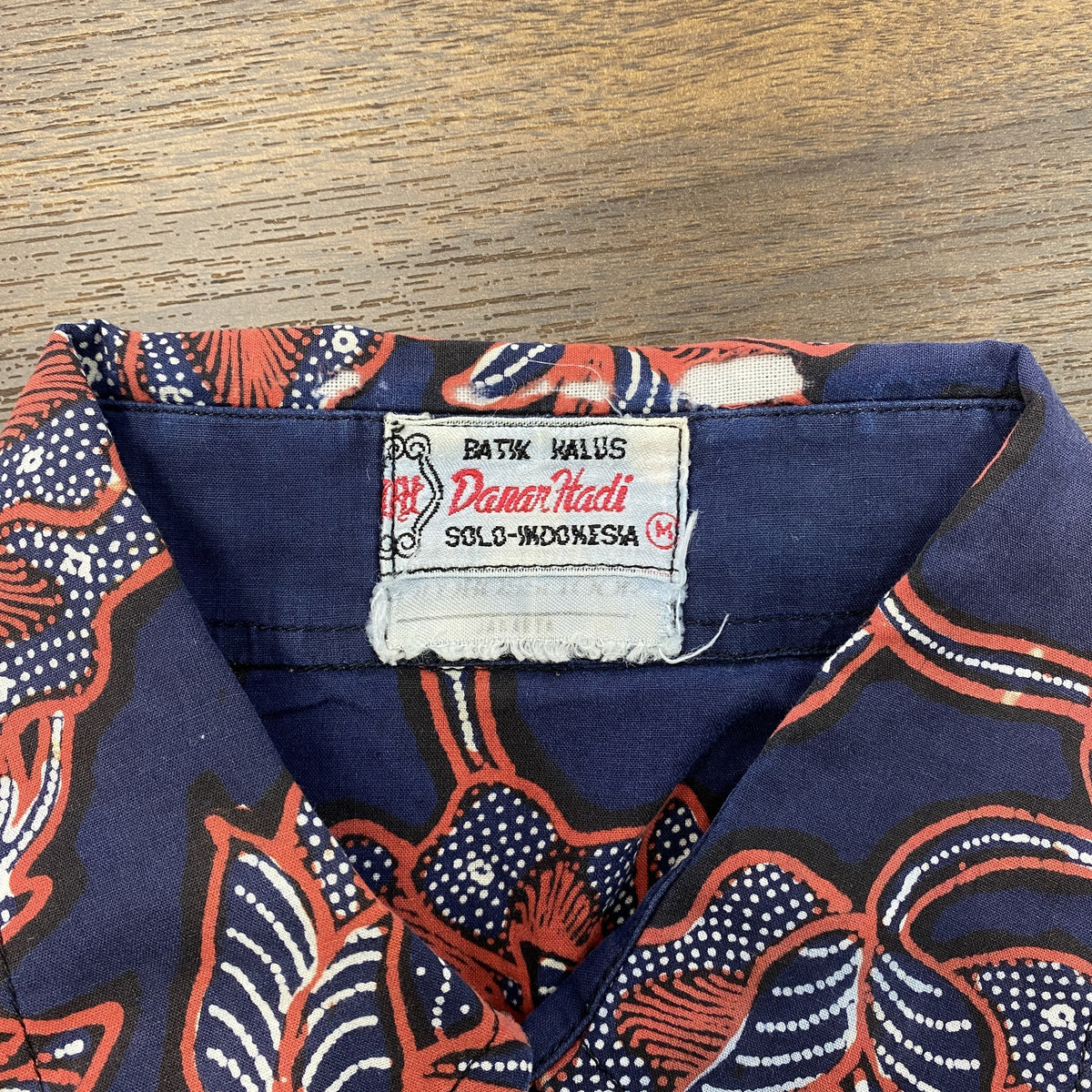 Danar Hadi　ダナルハディ　長袖プリント総柄シャツ　バティックシャツ　ネイビー　紺　Mサイズ　古着
