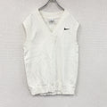 NIKE　ナイキ　コットンニットベスト　刺ロゴ　白　ホワイト　Sサイズ　古着