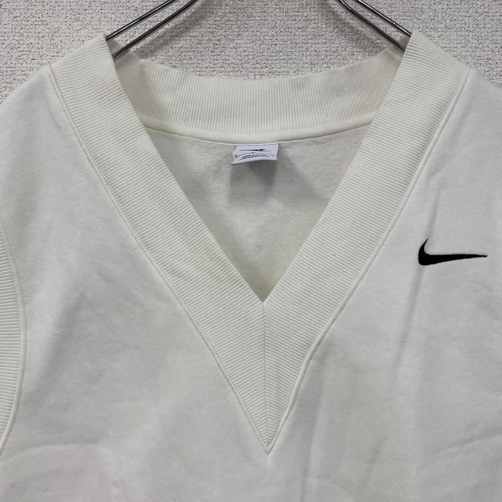 NIKE　ナイキ　コットンニットベスト　刺ロゴ　白　ホワイト　Sサイズ　古着