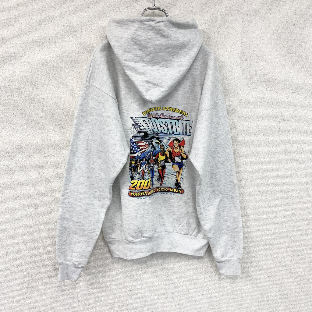 Hanes　ヘインズ　スウェットパーカー/フーディー　霜降りグレー　Mサイズ　古着