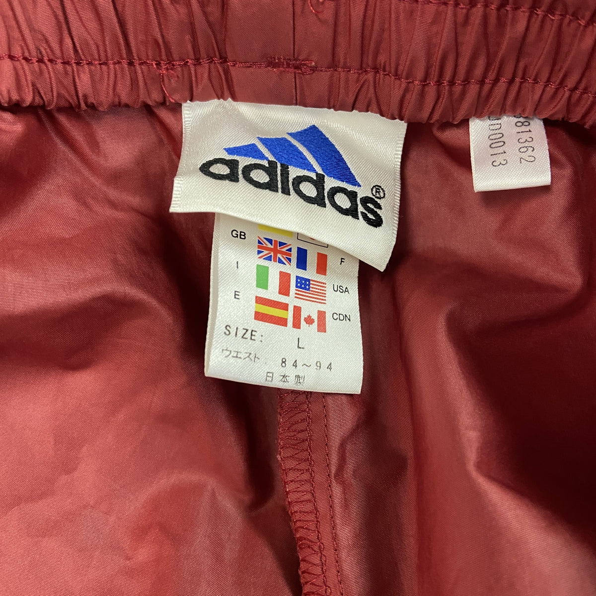 adidas　アディダス　日韓ワールドカップ　ピステパンツ/ウィンドパンツ　赤　レッド　Lサイズ　古着