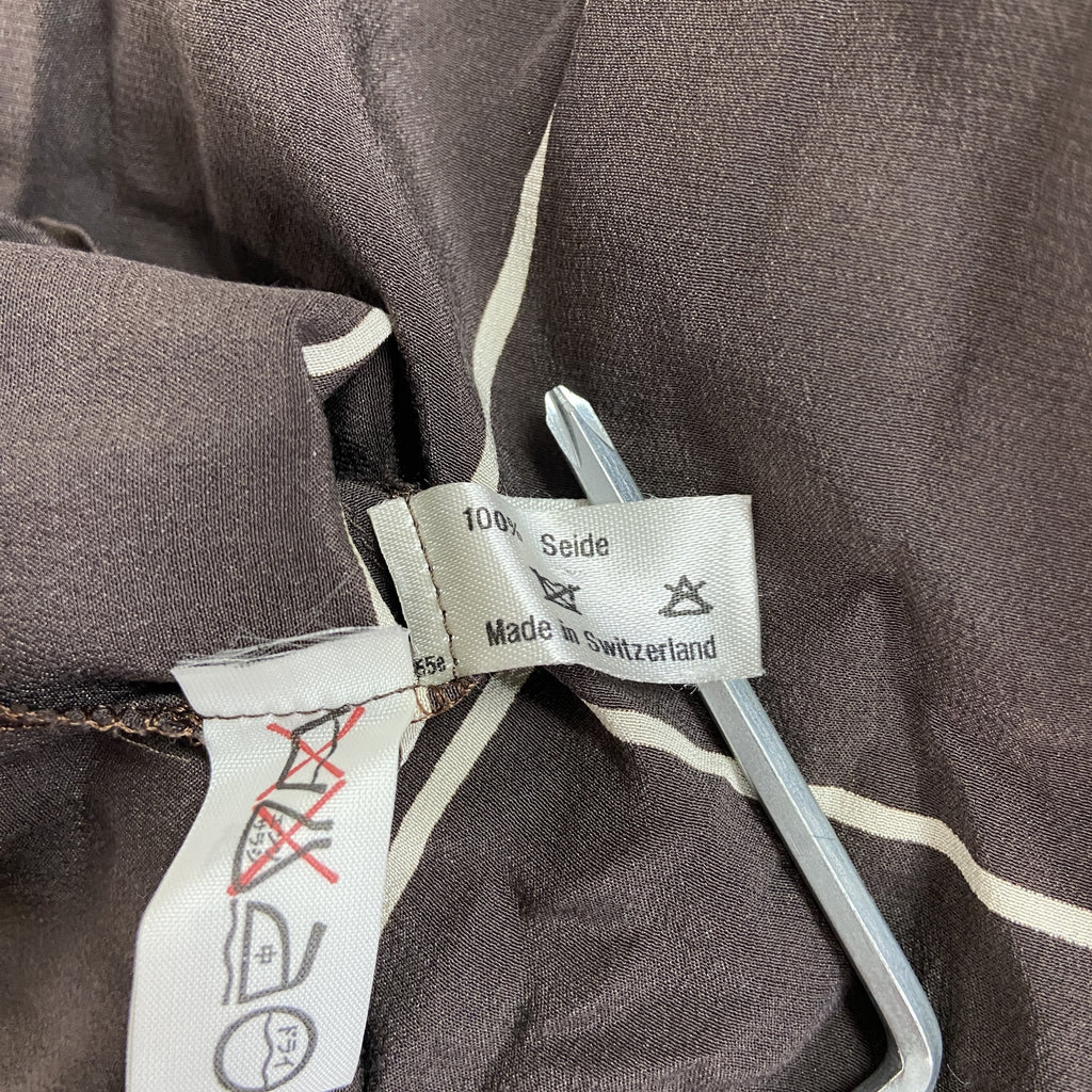 AKRIS　アクリス　ボウタイブラウス/長袖シャツ　ウィンドウペン　茶色　ブラウン　古着