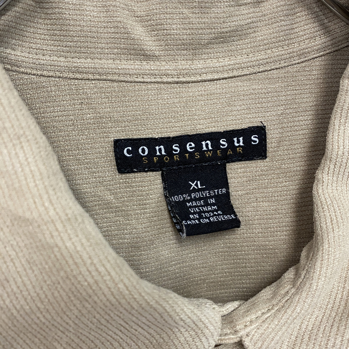 Consensus　コンセンサス　長袖ボタンシャツ　ベージュ　XLサイズ　古着