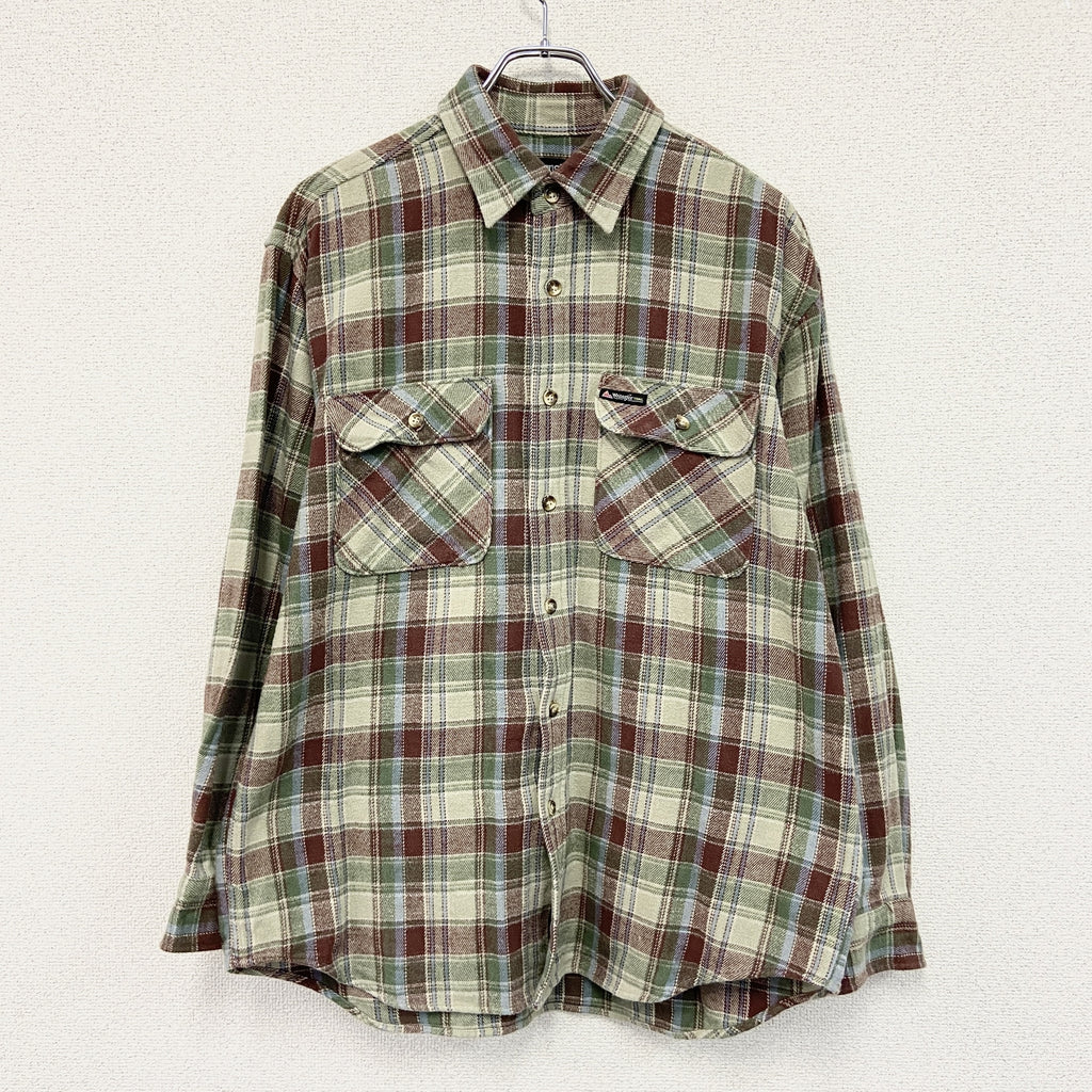 Wrangler　ラングラー　長袖シャツ/ヘビーフランネルシャツ　チェック柄　緑　グリーン　Lサイズ　古着