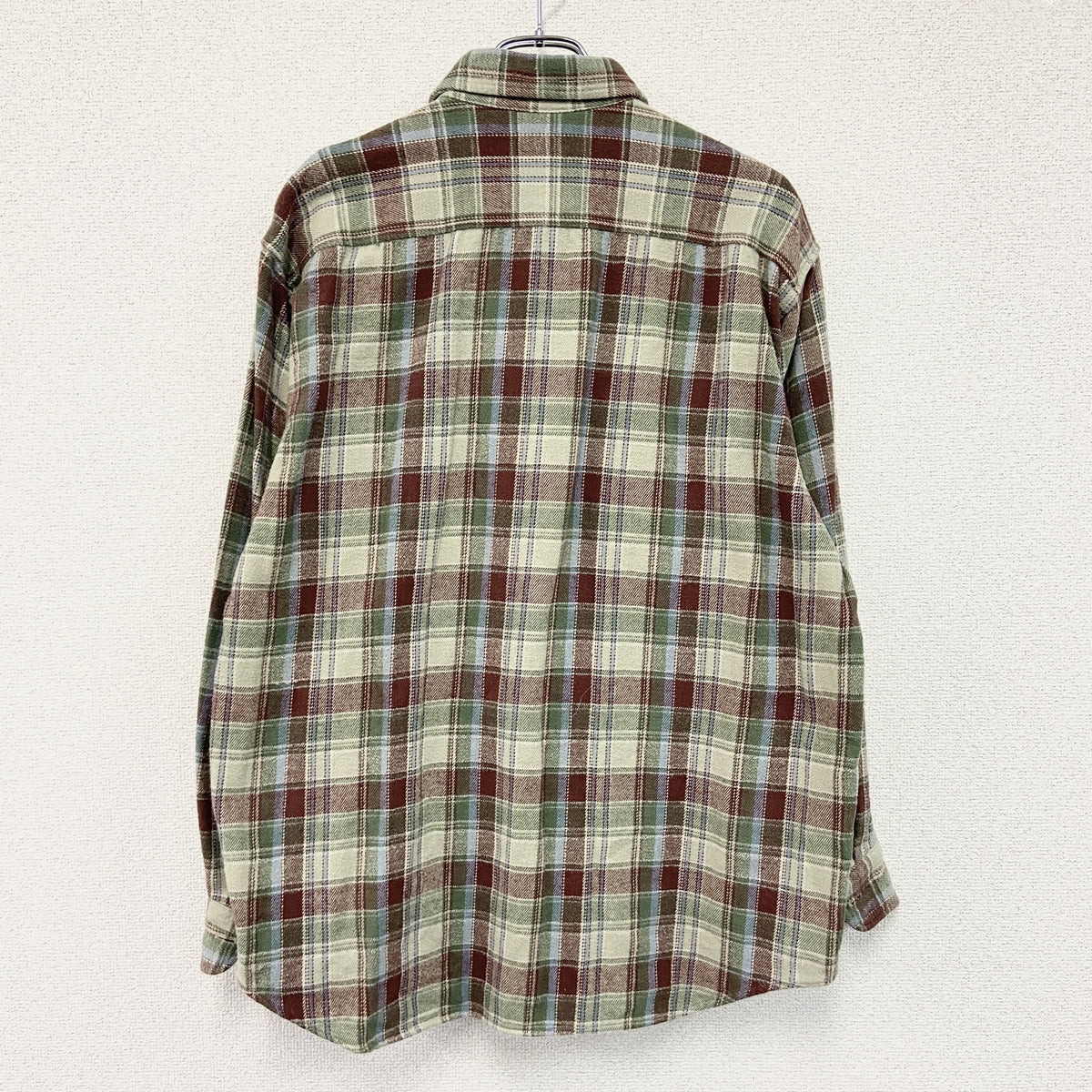 Wrangler　ラングラー　長袖シャツ/ヘビーフランネルシャツ　チェック柄　緑　グリーン　Lサイズ　古着