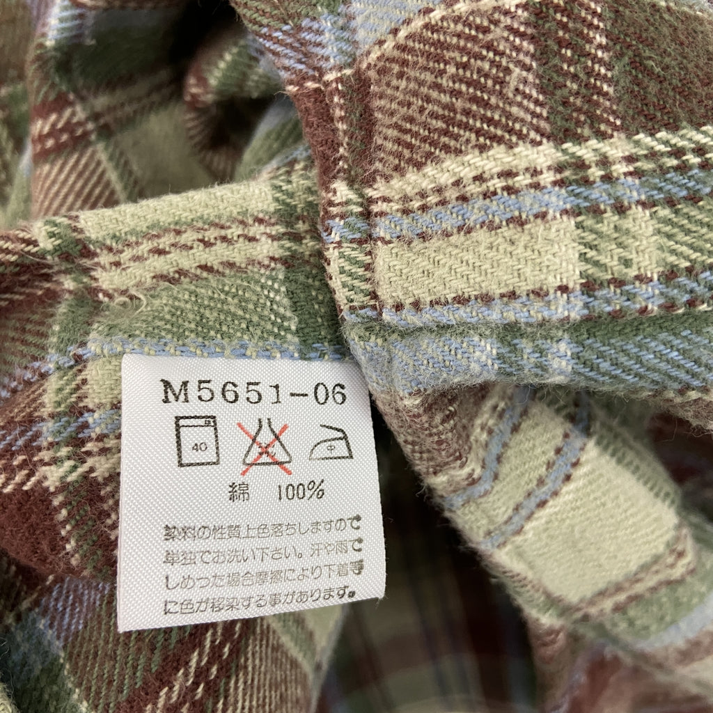 Wrangler　ラングラー　長袖シャツ/ヘビーフランネルシャツ　チェック柄　緑　グリーン　Lサイズ　古着