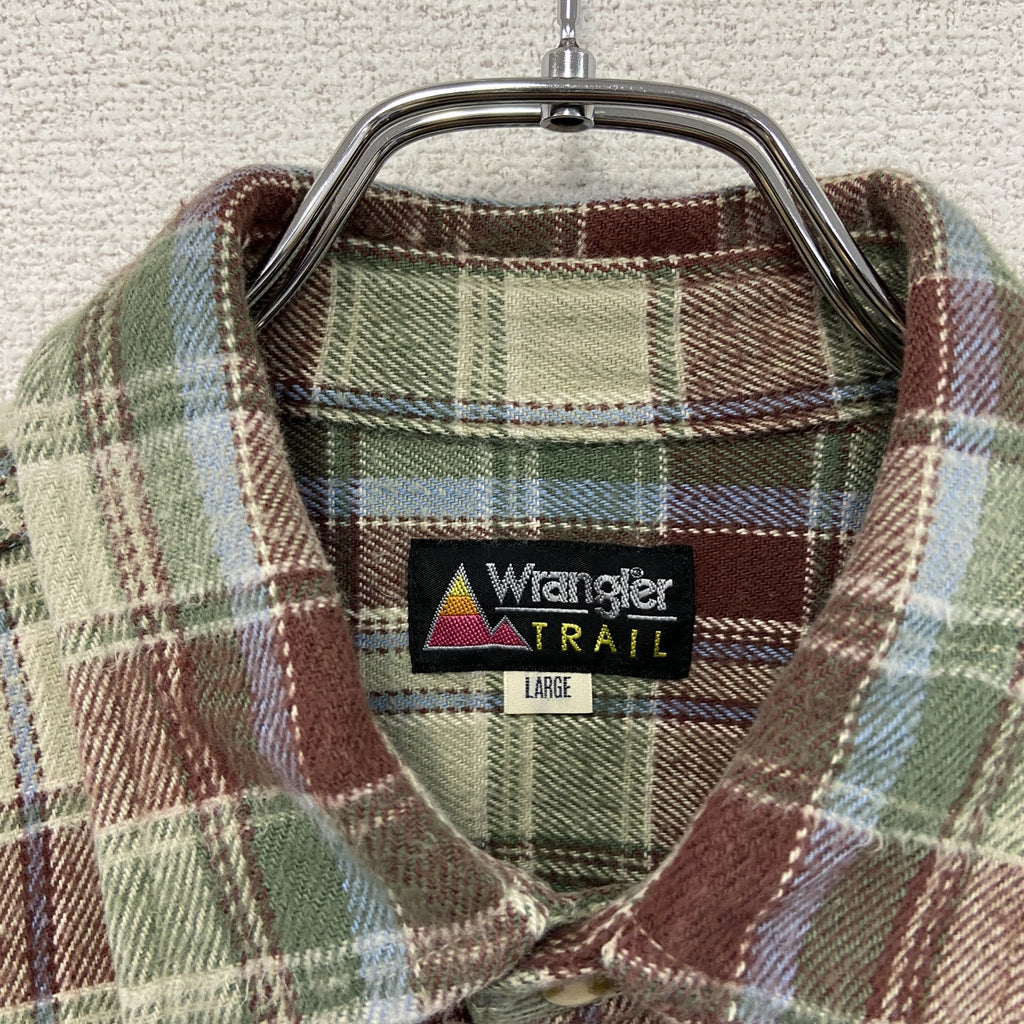 Wrangler　ラングラー　長袖シャツ/ヘビーフランネルシャツ　チェック柄　緑　グリーン　Lサイズ　古着