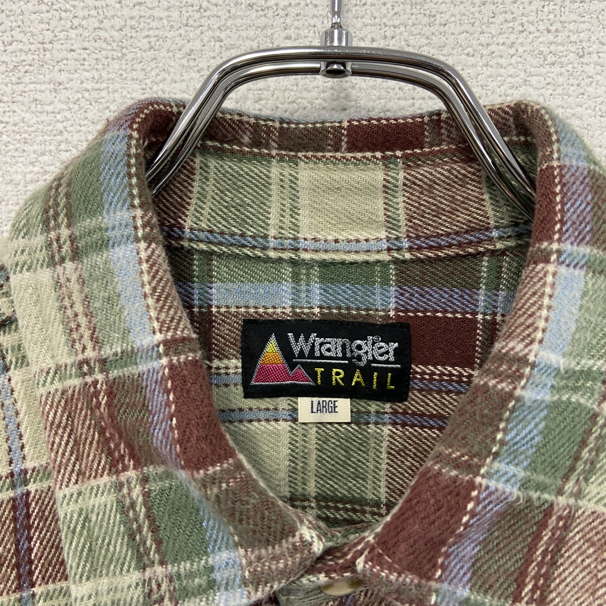 Wrangler　ラングラー　長袖シャツ/ヘビーフランネルシャツ　チェック柄　緑　グリーン　Lサイズ　古着