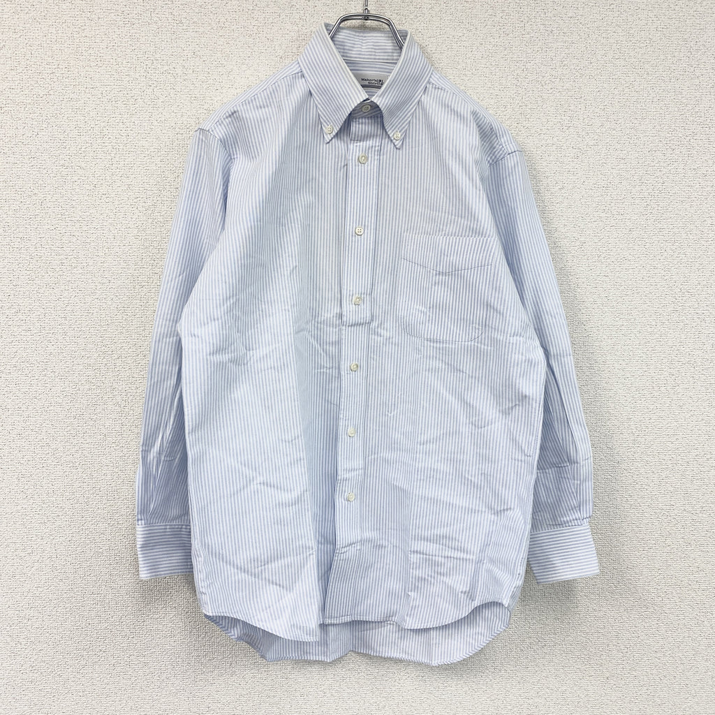 Maker's Shirt 鎌倉　長袖シャツ　ストライプ　水色　ライトブルー　79‐82サイズ　古着