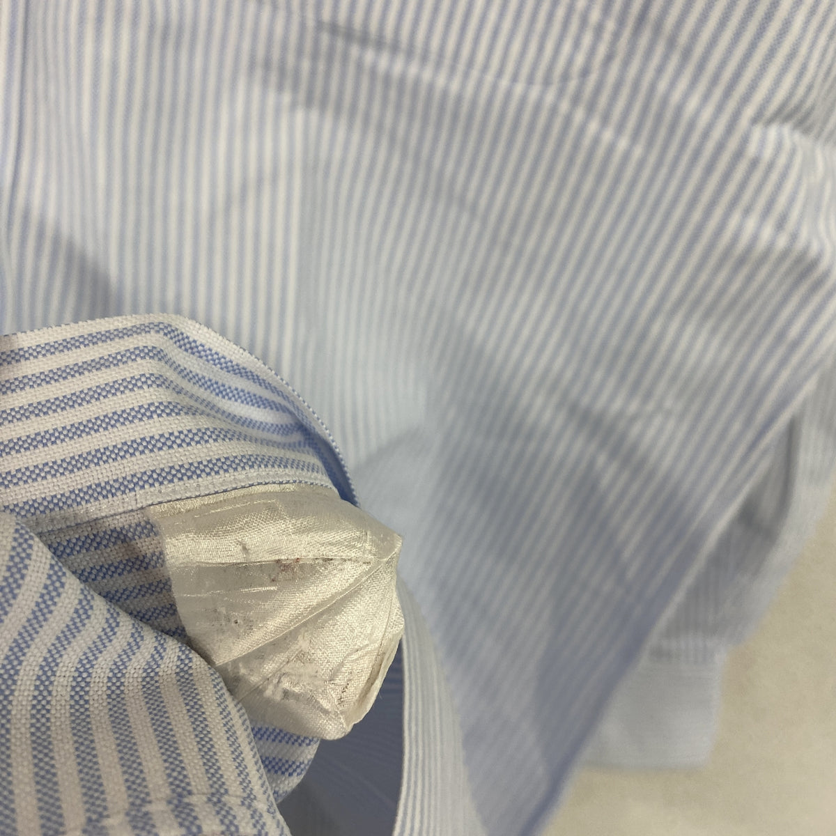 Maker's Shirt 鎌倉　長袖シャツ　ストライプ　水色　ライトブルー　79‐82サイズ　古着